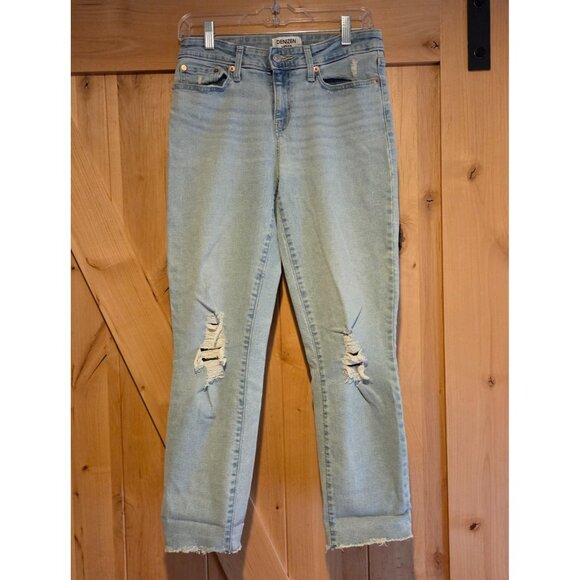 Levi's Denizen Mid Rise Boyfriend Jeans Distressed Raw Hem Denim Size 6 Pants - Picture 1 of 16